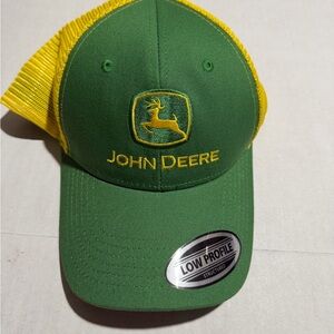 john deere green and yellow mesh back trucker hat, os, nwt #1284